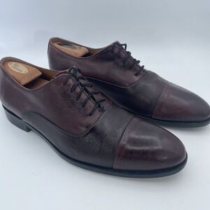 Mercanti Fiorentini Men's Burgundy‎ Leather & Deerskin Oxfords Size 11.5 Italy